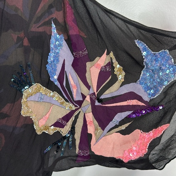 All Saints spitalfields sequin 100% silk sheer mini dress size 14 - Picture 4 of 11